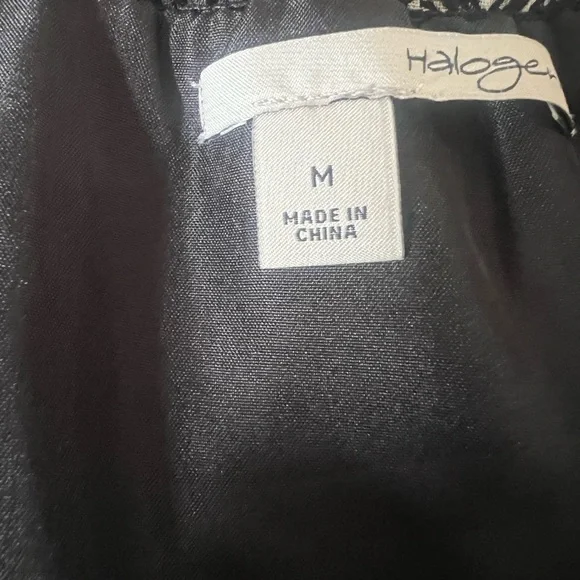 Halogen Black and White Bubble sleeveless Shirt Ruffled Casual Medium - Picture 3 of 3